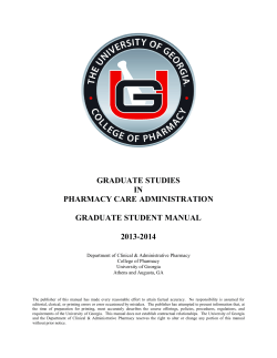 GRADUATE STUDIES IN PHARMACY CARE ADMINISTRATION