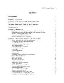 HDFS Graduate Manual     1 (2013-2014) CONTENTS