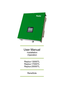 User Manual -Installation -Operation Replus-13000TL