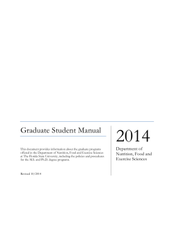 2014 Graduate Student Manual Department of