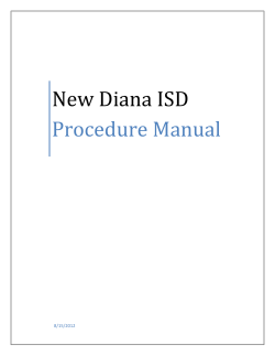 New Diana ISD Procedure Manual  8/15/2012