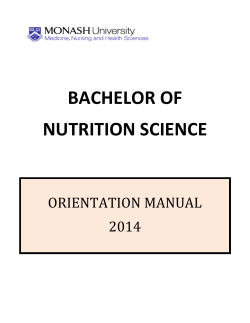 BACHELOR OF NUTRITION SCIENCE ORIENTATION MANUAL 2014