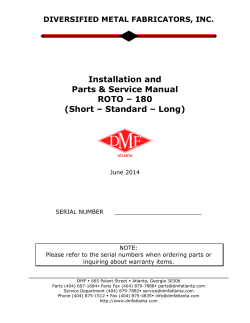 Installation and Parts &amp; Service Manual ROTO – 180