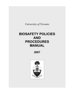 BIOSAFETY POLICIES AND PROCEDURES MANUAL