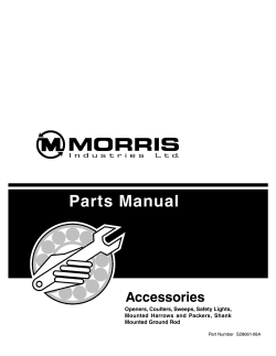 Parts Manual Accessories Openers, Coulters, Sweeps, Safety Lights,