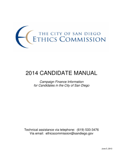2014 CANDIDATE MANUAL Technical assistance via telephone:  (619) 533-3476 Via email:
