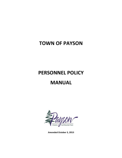 TOWN OF PAYSON  PERSONNEL POLICY MANUAL