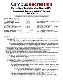 Intramural Sports Captains&rsquo; Manual 2014 &ndash; 2015