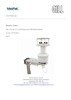 User Manual Weather Station Part 1723-1B-2-111 (Firmware Issue 2436 4.00 onwards)