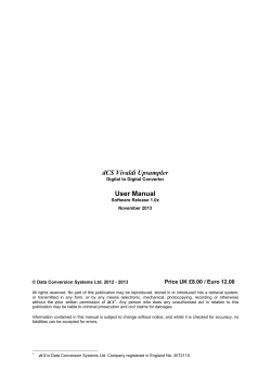 dCS Vivaldi Upsampler  User Manual Price UK £8.00 / Euro 12.00