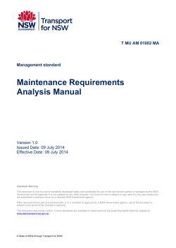 Maintenance Requirements Analysis Manual T MU AM 01002 MA Management standard