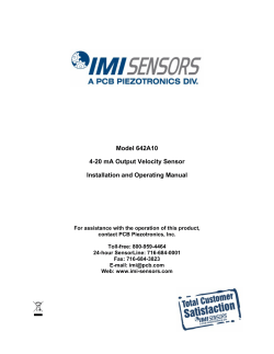 Model 642A10 4-20 mA Output Velocity Sensor Installation and Operating Manual