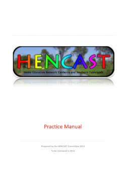 Practice Manual    Prepared by the HENCAST Committee 2013  To be reviewed in 2014 