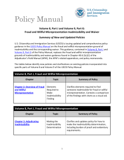 Policy Manual  Volume 8, Part J and Volume 9, Part G: