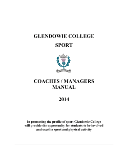 GLENDOWIE COLLEGE SPORT COACHES / MANAGERS