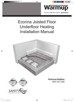 Econna Joisted Floor Underfloor Heating Installation Manual Technical Helpline
