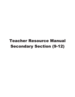 Teacher Resource Manual Secondary Section (9-12)