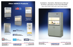 Other HEMCO Products Installation, Operation, Maintenance Manual EcoFlow Laboratory Fume Hood Model#s