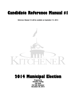 Candidate Reference Manual #1 2014 Municipal Election