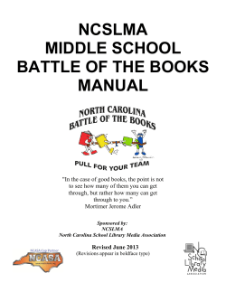 NCSLMA MIDDLE SCHOOL BATTLE OF THE BOOKS MANUAL