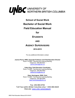 Bachelor of Social Work Field Education Manual for S
