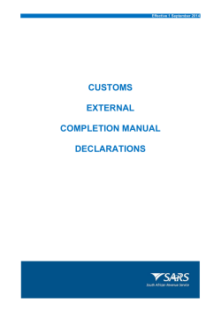 CUSTOMS EXTERNAL COMPLETION MANUAL