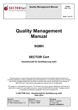 Quality Management Manual SQMH SECTOR Cert