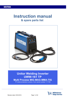 Instruction manual Unitor Welding Inverter UWW-161 TP