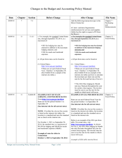 Changes to the Budget and Accounting Policy Manual  Date Chapter