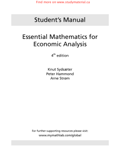 Student’s Manual Essential Mathematics for Economic Analysis 4