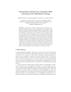 Integrating Manual and Automatic Risk Assessment for Risk-Based Testing Michael Felderer