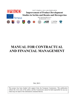 MANUAL FOR CONTRACTUAL AND FINANCIAL MANAGEMENT Improvement of Product Development