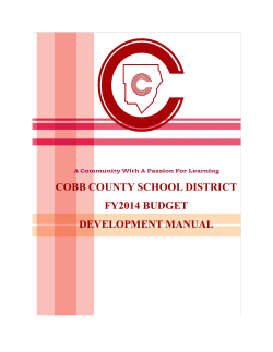 COBB COUNTY SCHOOL DISTRICT FY2014 BUDGET DEVELOPMENT MANUAL