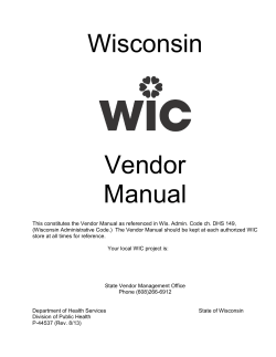 Wisconsin Vendor Manual