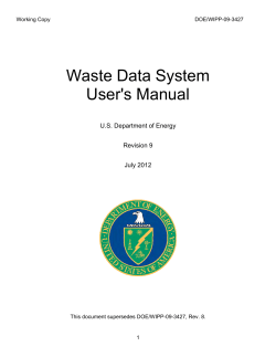 Waste Data System User's Manual U.S. Department of Energy Revision 9