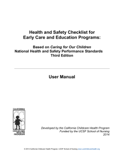 Health and Safety Checklist for Early Care and Education Programs: User Manual