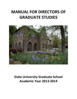 MANUAL FOR DIRECTORS OF GRADUATE STUDIES  Duke University Graduate School