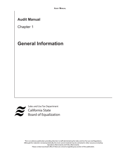 General Information Audit Manual Chapter 1 California State