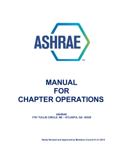 MANUAL FOR CHAPTER OPERATIONS