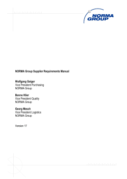 NORMA Group Supplier Requirements Manual Wolfgang Geiger Benno Klier Georg Mesch