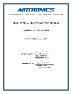 QUALITY MANAGEMENT SYSTEMS MANUAL  AS 9100 Rev C / ISO 9001-2008