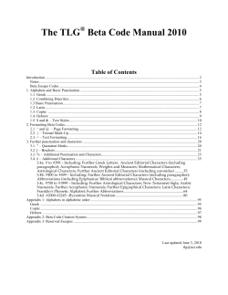 The TLG Beta Code Manual 2010 ® Table of Contents