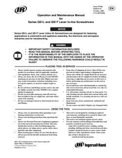 Operation and Maintenance Manual for Series QS1L and QS1T Lever In-line Screwdrivers