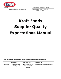 Kraft Foods Supplier Quality Expectations Manual