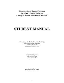 STUDENT MANUAL Department of Human Services Bachelor’s Degree Program