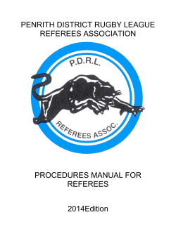 PENRITH DISTRICT RUGBY LEAGUE REFEREES ASSOCIATION  PROCEDURES MANUAL FOR