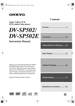DV-SP502/ DV-SP502E Contents