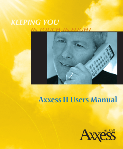 Axxess II Users Manual KEEPING YOU IN TOUCH, IN FLIGHT