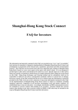 Shanghai-Hong Kong Stock Connect FAQ for Investors （Updated：30 April 2014）