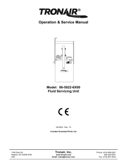 Operation &amp; Service Manual Model:  06-5022-6X00 Fluid Servicing Unit Tronair, Inc.